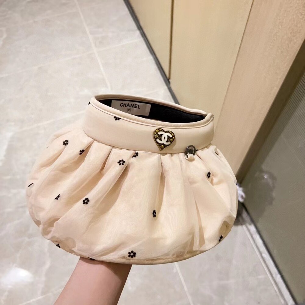 Chanel Tulle Bow Sun Visor in Beige